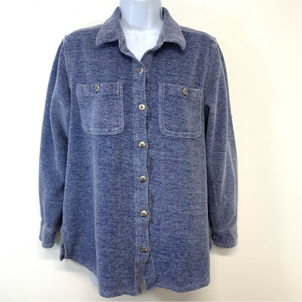 Orvis Shirt Jacket Woman Small Blue‎  Schaket  100% Cotton Button Front  Casual